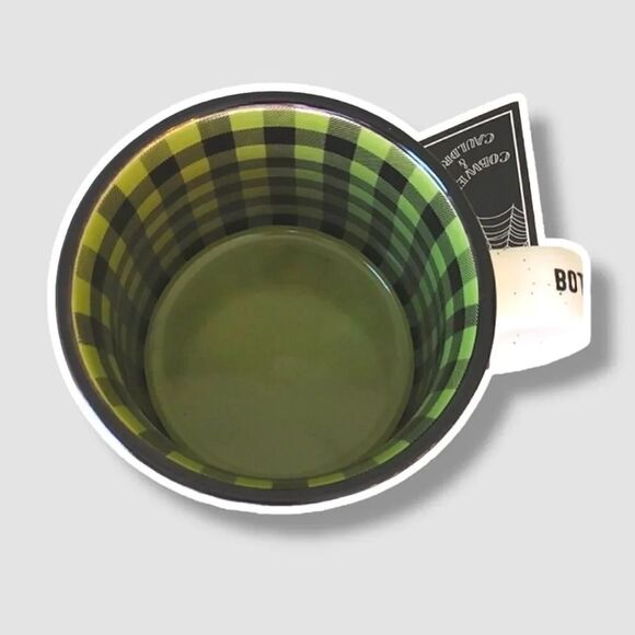 Halloween Bottoms Up Witches Gingham Print Ceramic Camper Mug NWT - Picture 12 of 16